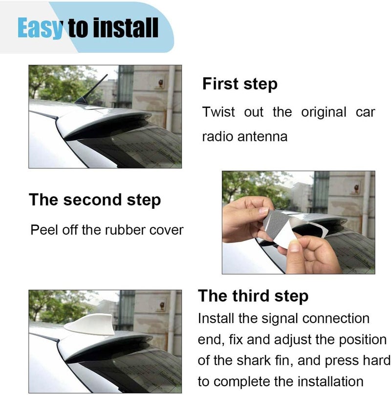 LHDOS Car Shark Fin Antenna Cover, Plastic Automotive Signal Roof Aerial Cover with Adhesive Tape, Universal Roof Mount Antenna Replacement Vehicle Decorative Cover for Car Truck SUV (White) - Image 4